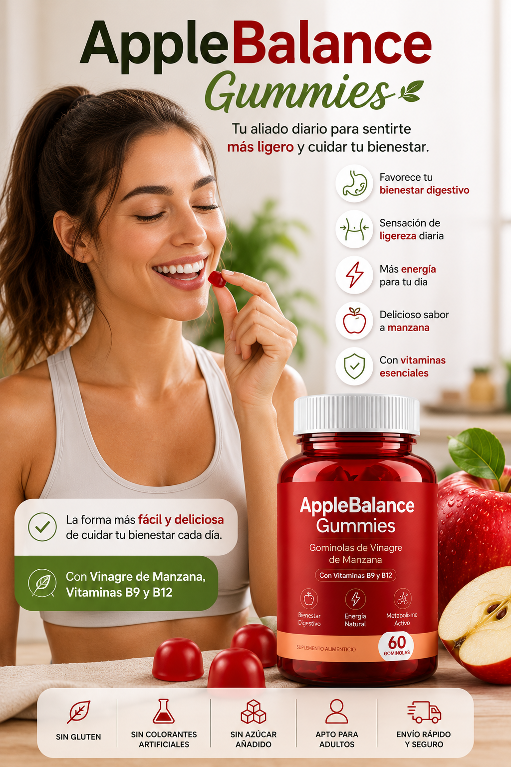 AppleBalance Gummies. Tu aliado diario para sentirte más ligero y cuidar tu bienestar.