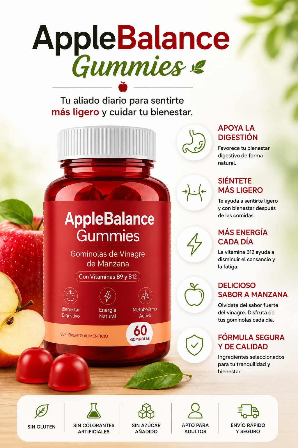 AppleBalance Gummies. Tu aliado diario para sentirte más ligero y cuidar tu bienestar.