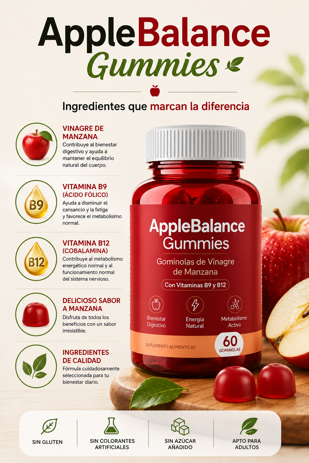 AppleBalance Gummies. Tu aliado diario para sentirte más ligero y cuidar tu bienestar.