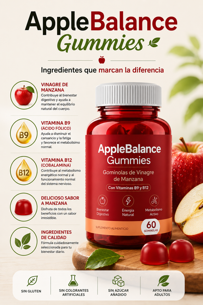 AppleBalance Gummies. Tu aliado diario para sentirte más ligero y cuidar tu bienestar.