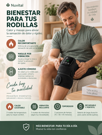 Masajeador para la rodilla 3 en 1.  Ayuda a aliviar el dolor y la rigidez de tus rodillas sin salir de casa
