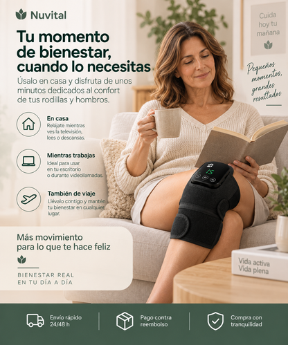 Masajeador para la rodilla 3 en 1.  Ayuda a aliviar el dolor y la rigidez de tus rodillas sin salir de casa