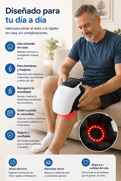 Masajeador de rodilla infrarrojo con terapia de calor y luz roja