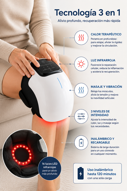 Masajeador de rodilla infrarrojo con terapia de calor y luz roja