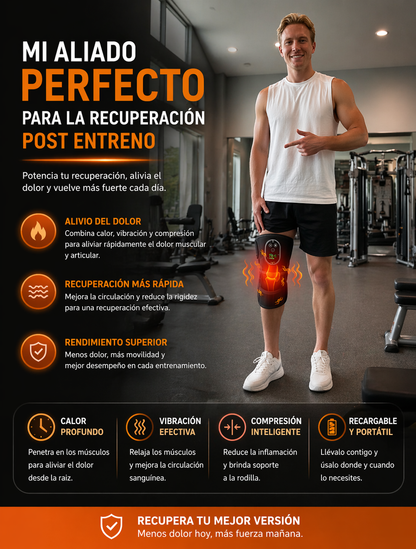 Masajeador para la rodilla 3 en 1.  Reduce el dolor de rodilla sin salir de casa