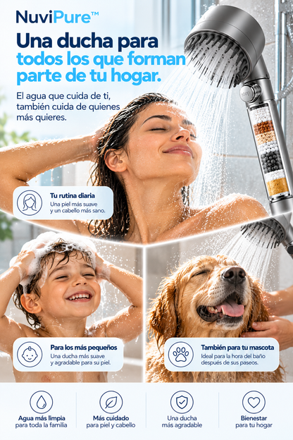 NuviPure. Agua más limpia. Mayor presión. Cuidado diario para tu piel y tu cabello.