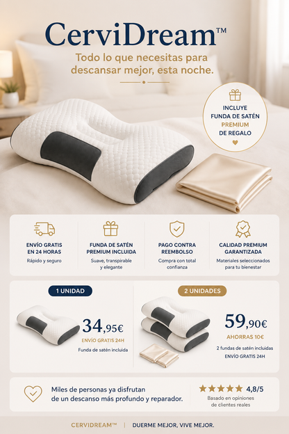 CerviDream Despierta con el cuello relajado y disfruta de un descanso realmente reparador.