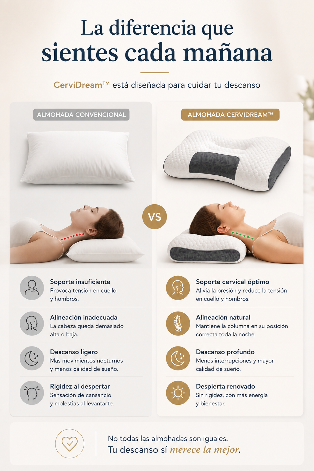 CerviDream Despierta con el cuello relajado y disfruta de un descanso realmente reparador.