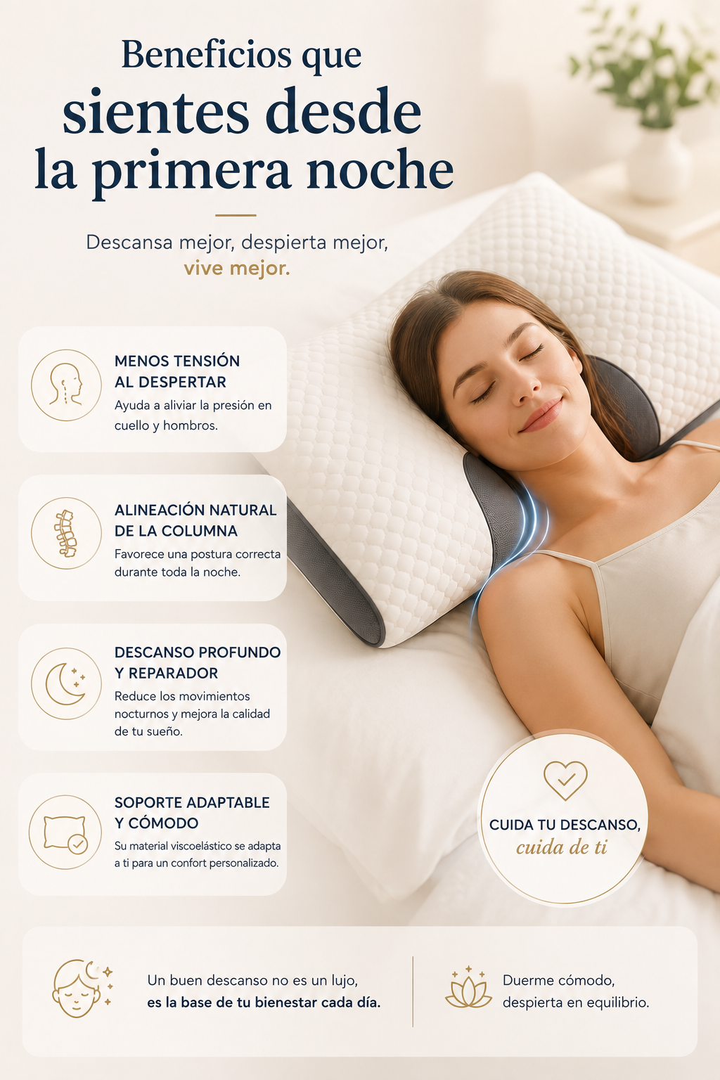 CerviDream Despierta con el cuello relajado y disfruta de un descanso realmente reparador.