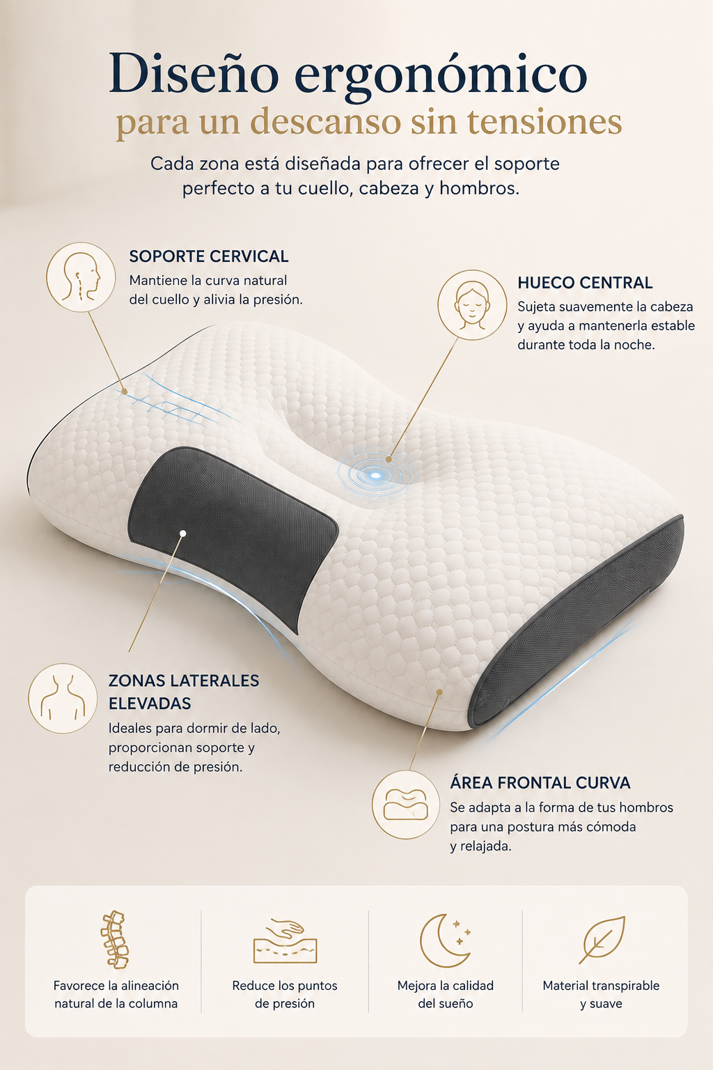 CerviDream Despierta con el cuello relajado y disfruta de un descanso realmente reparador.