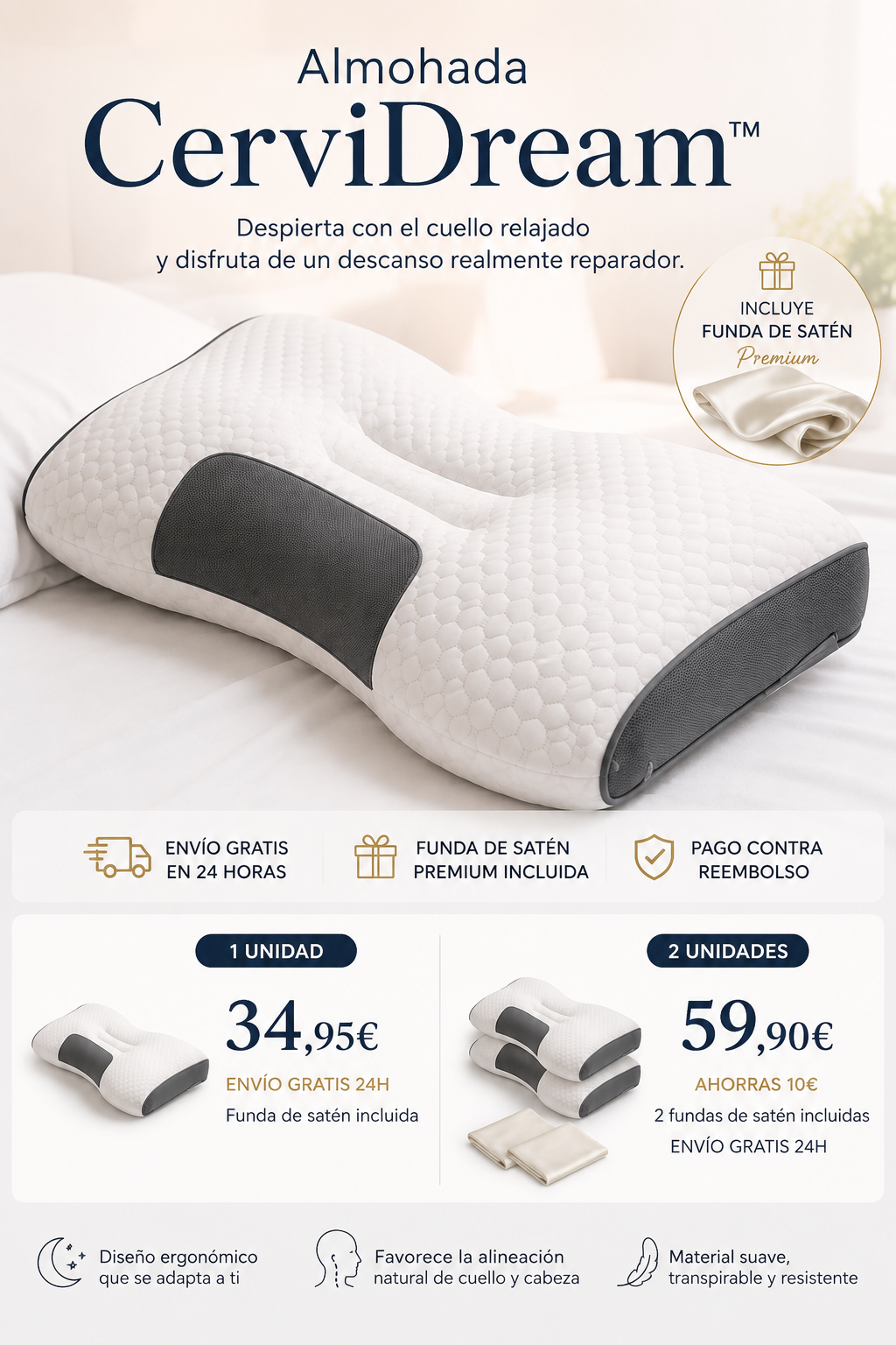 CerviDream Despierta con el cuello relajado y disfruta de un descanso realmente reparador.